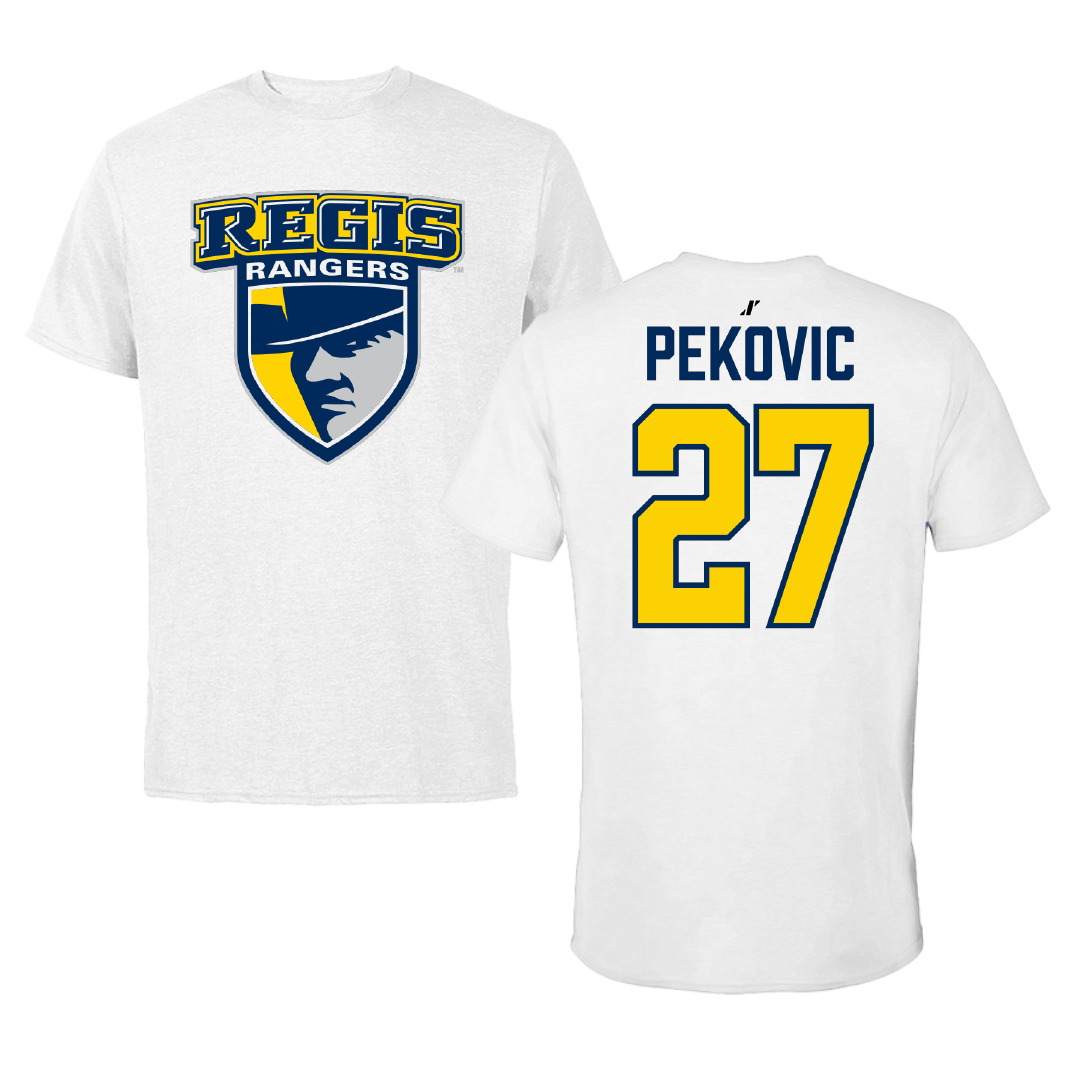 Regis University (Colorado) Soccer White Performance Tee - #27 Dalio Pekovic