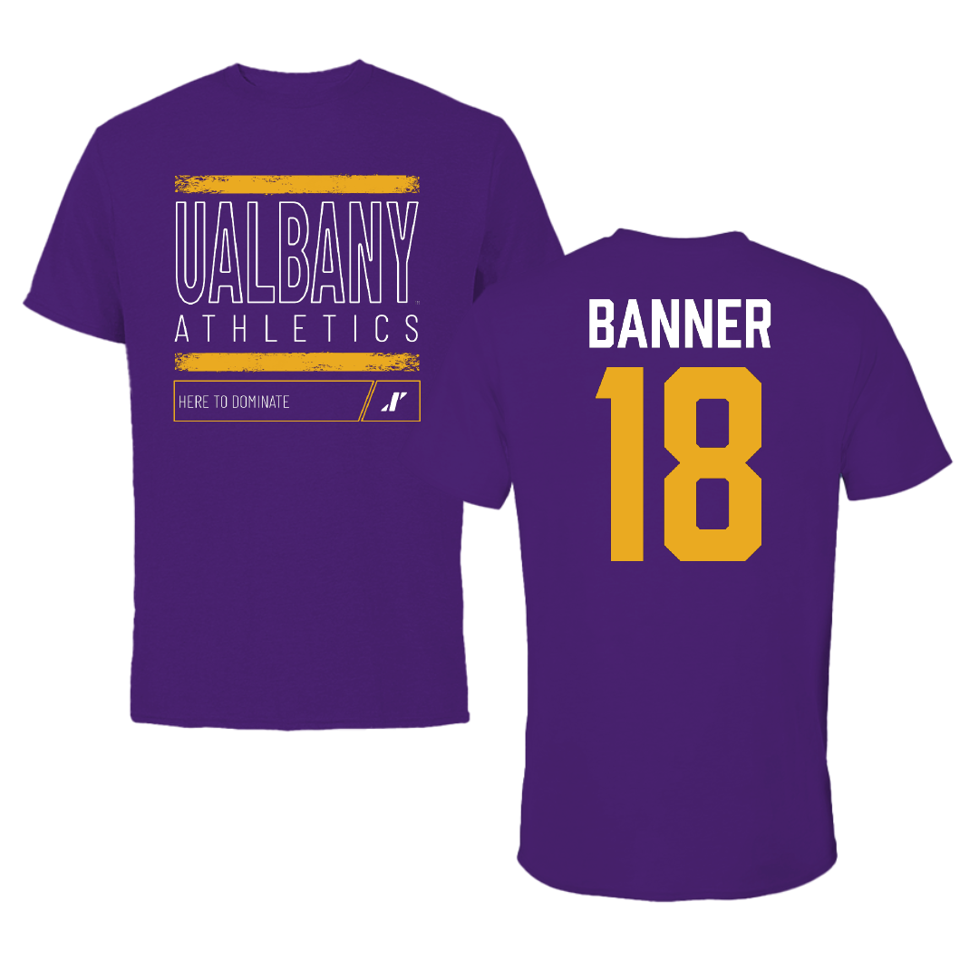 University at Albany Baseball Purple Dominate Tee - #18 Dylan Banner