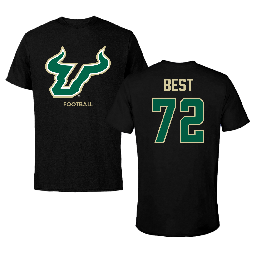 University of South Florida Football Black Tee - #72 Cole Best