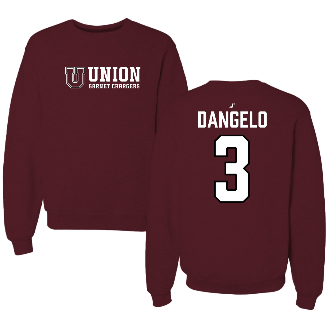 Union College Lacrosse Maroon General Crewneck - #3 Thomas DAngelo