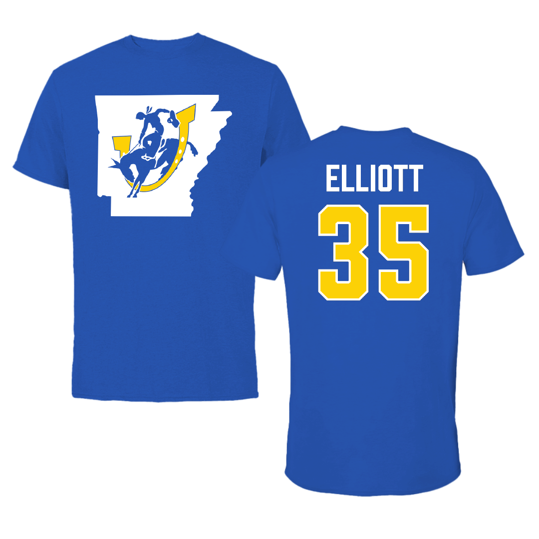 Southern Arkansas University Baseball Blue State Tee - #35 Tate Elliott