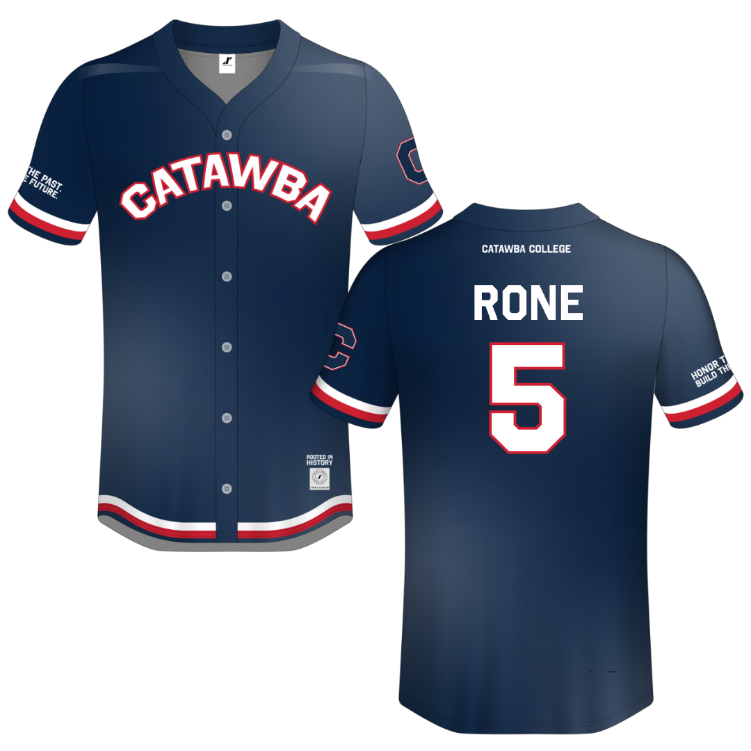 Catawba College Navy Campus Connect Button-Down Jersey - #5 Ian Rone
