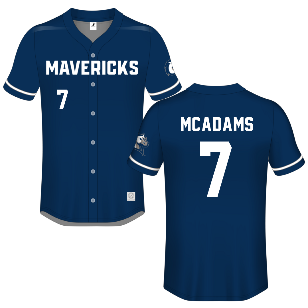 Mercy University Navy Button-Down Jersey - #7 Sean McAdams