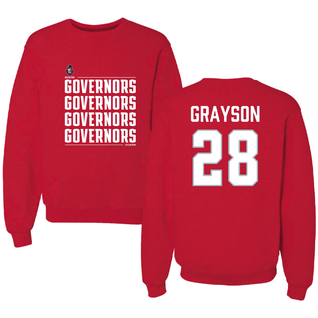 Austin Peay State University Softball Red General Crewneck - #28 Cameron Grayson