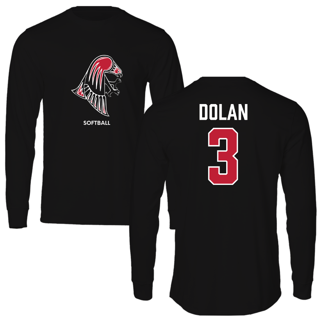 University of Wisconsin-River Falls Softball Black Mascot Long Sleeve - #3 Kayla Dolan