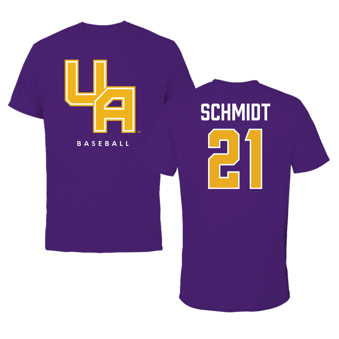 University at Albany Baseball Purple Block Tee - #21 Jaden Schmidt