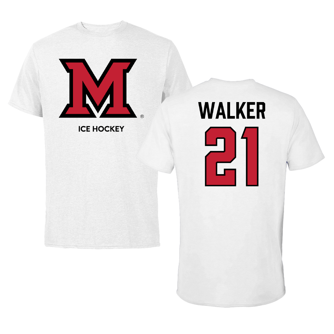 Miami University (Ohio) Ice Hockey (M) White Performance Tee - #21 Bradley Walker