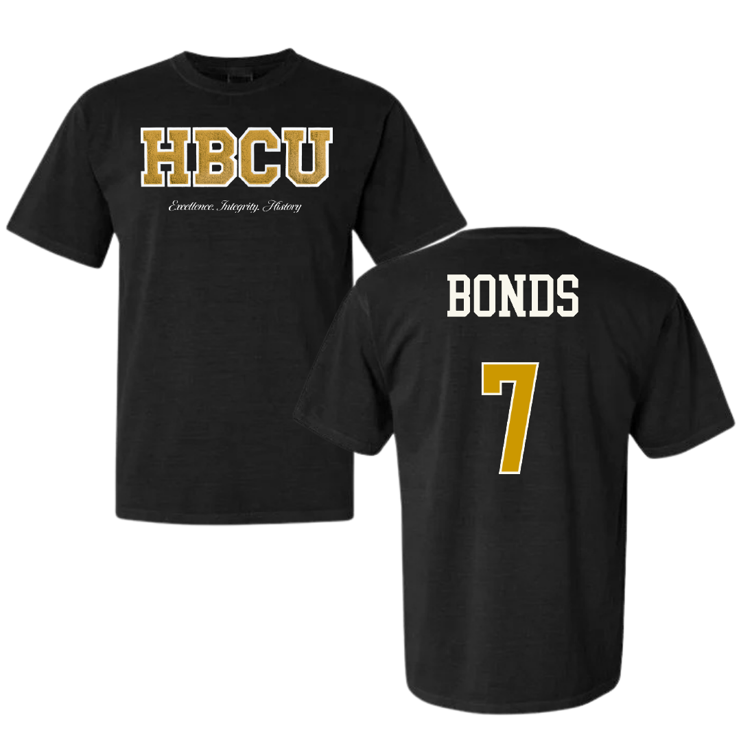 Alabama State University Basketball (M) Black HBCU Varsity Comfort Colors Tee - #7 Damarion Bonds