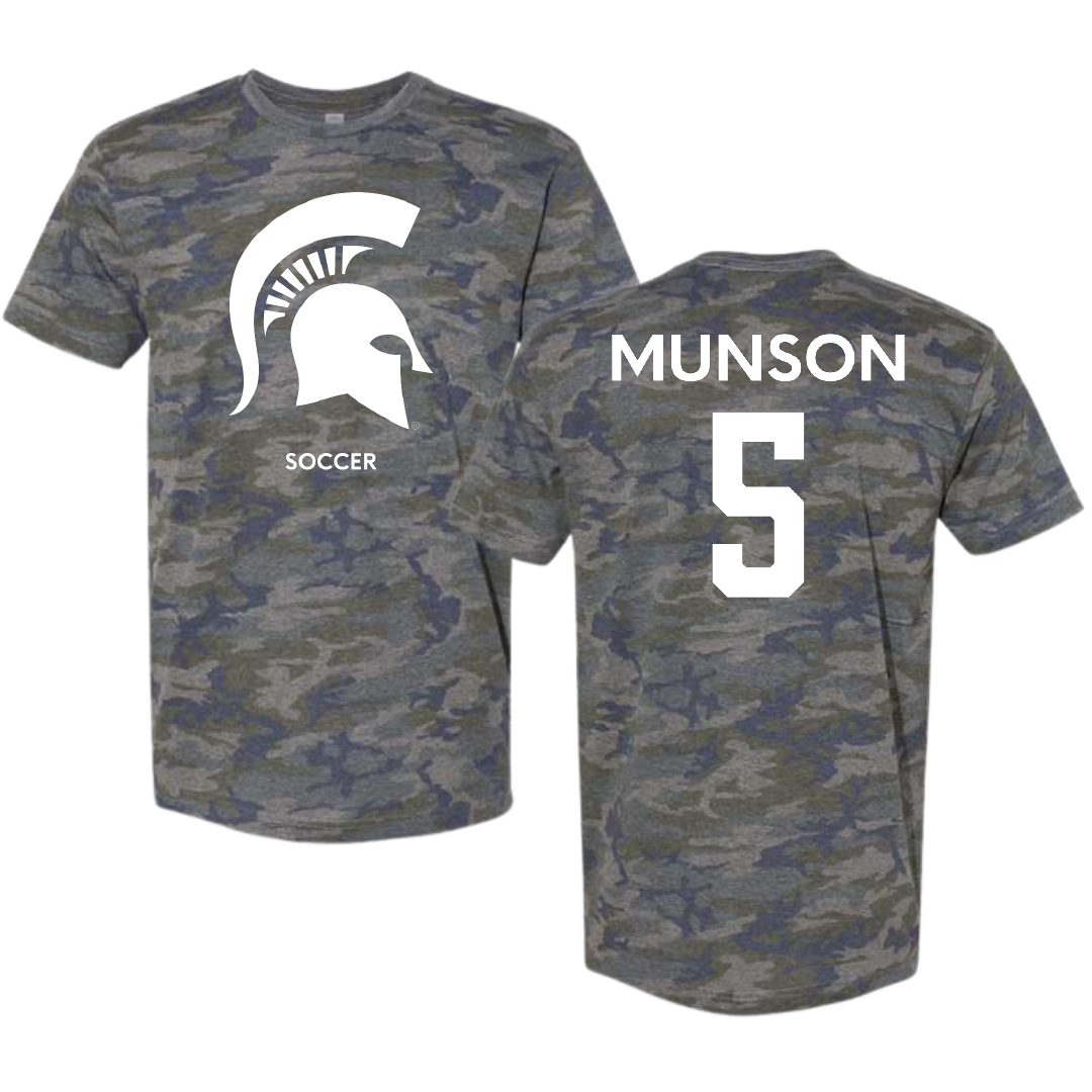Michigan State University Soccer (M) Vintage Camo Tee - #5 Brandon Munson