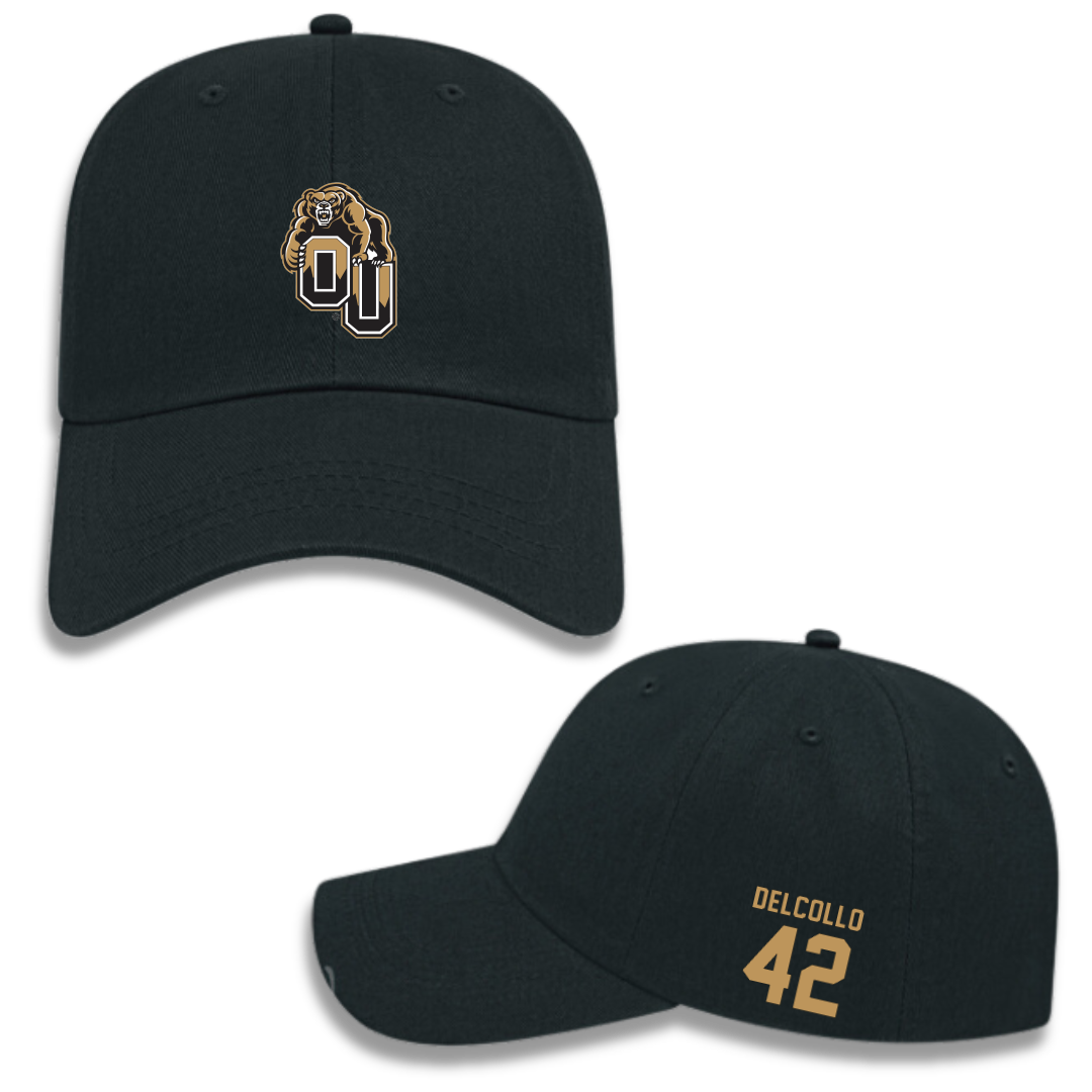 Oakland University Baseball Black Hat - #42 Andrew DelCollo