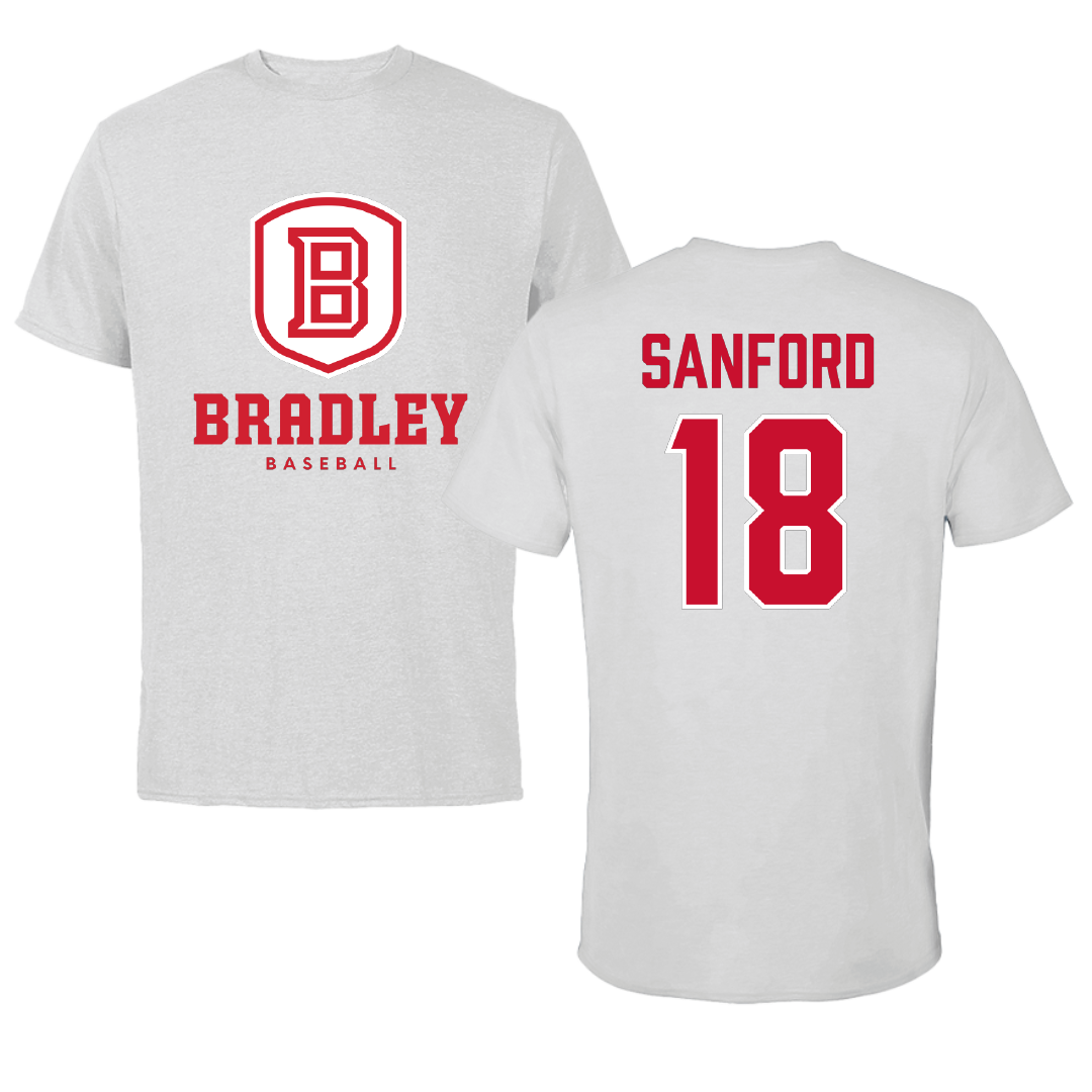 Bradley University Baseball Gray Tee - #18 Robert Sanford