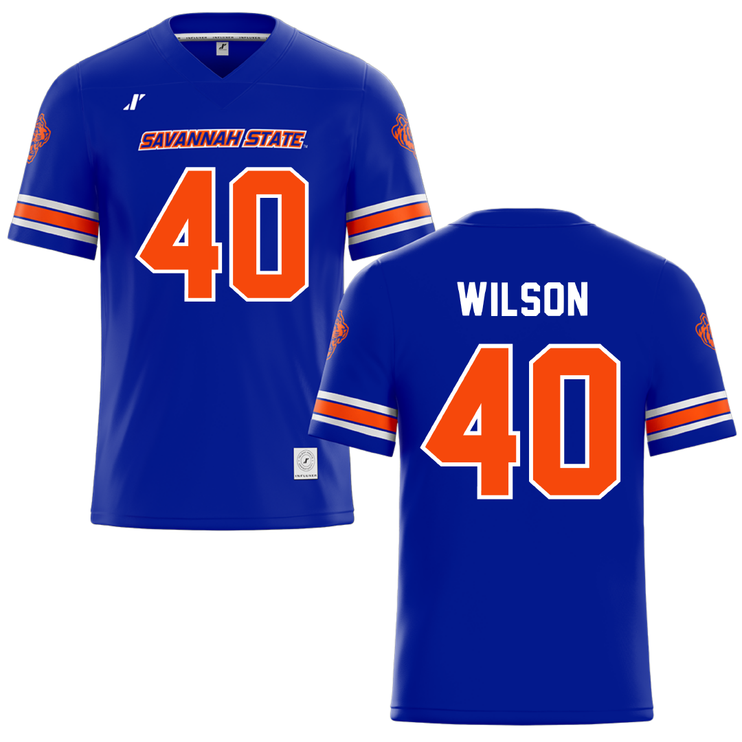 Savannah State University Blue Football Jersey - #40 Anthony Wilson