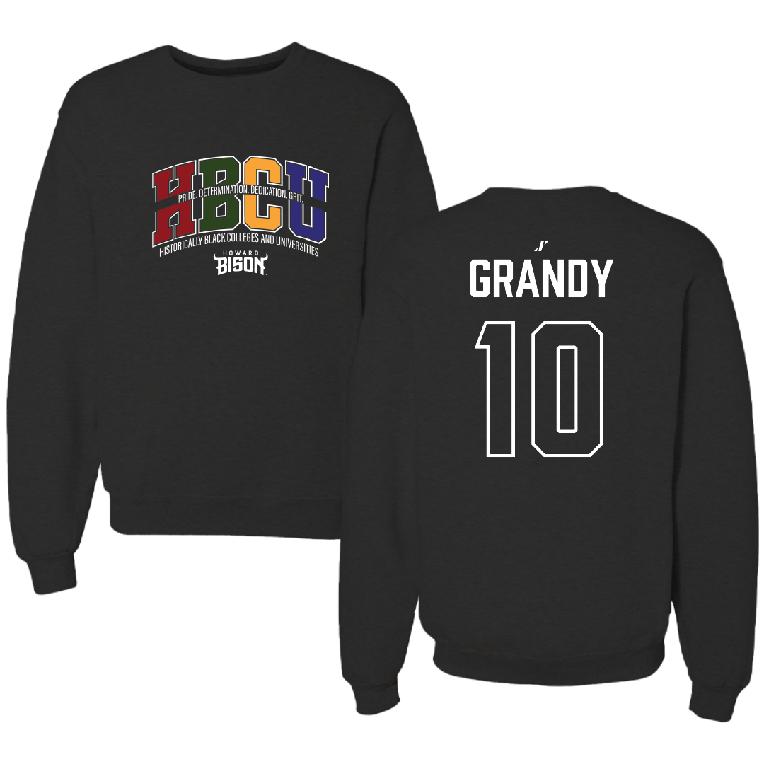 Howard University Football Black HBCU Crewneck - #10 Michael Grandy