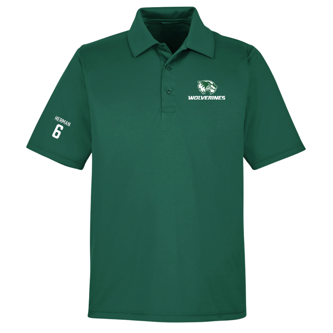 Utah Valley University Baseball Forest Green Polo - #6 Carston Herman