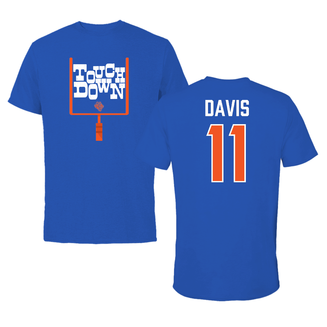 Savannah State University Football Blue Touchdown Tee - #11 Gary Davis
