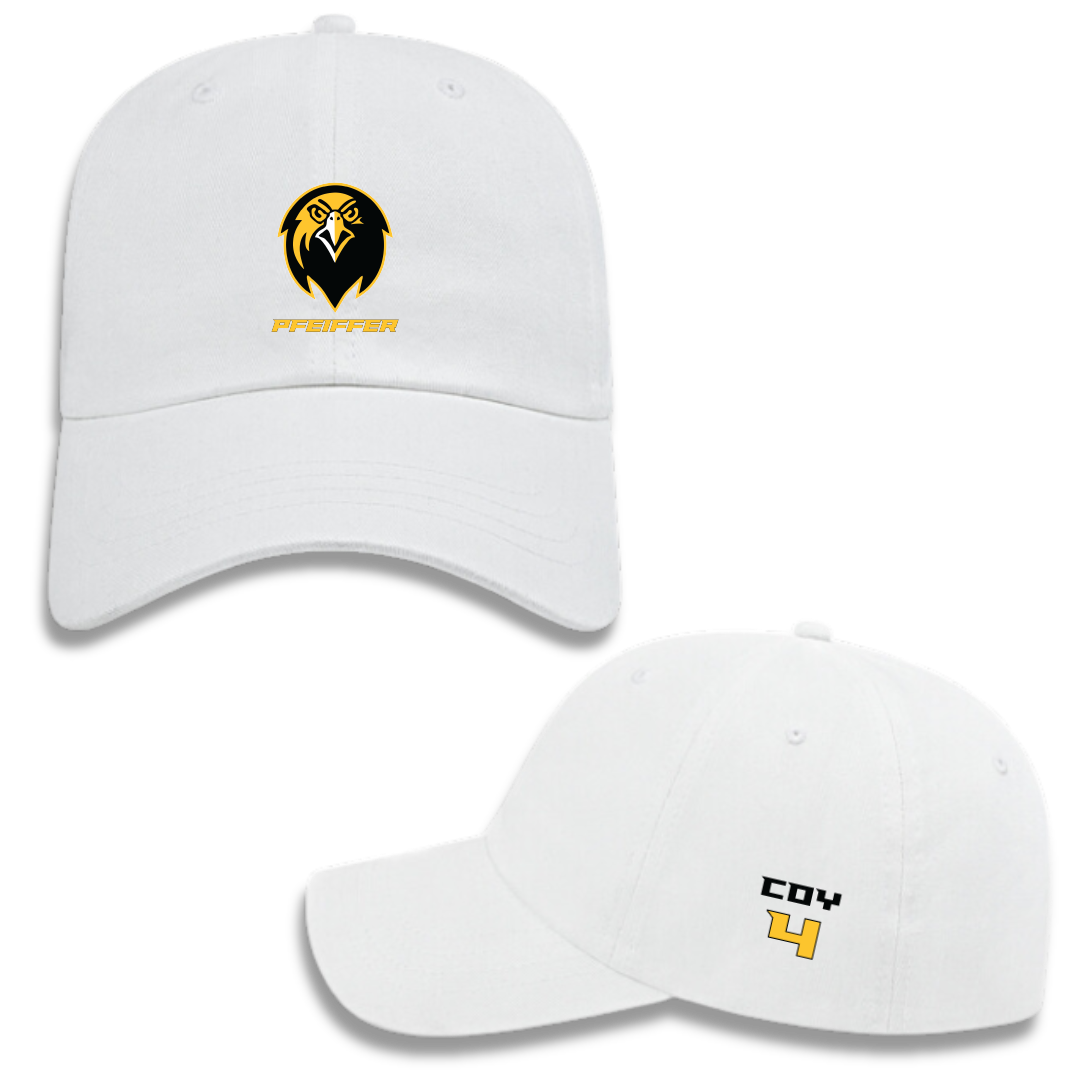 Pfeiffer University Baseball White Hat - #4 Conner Coy