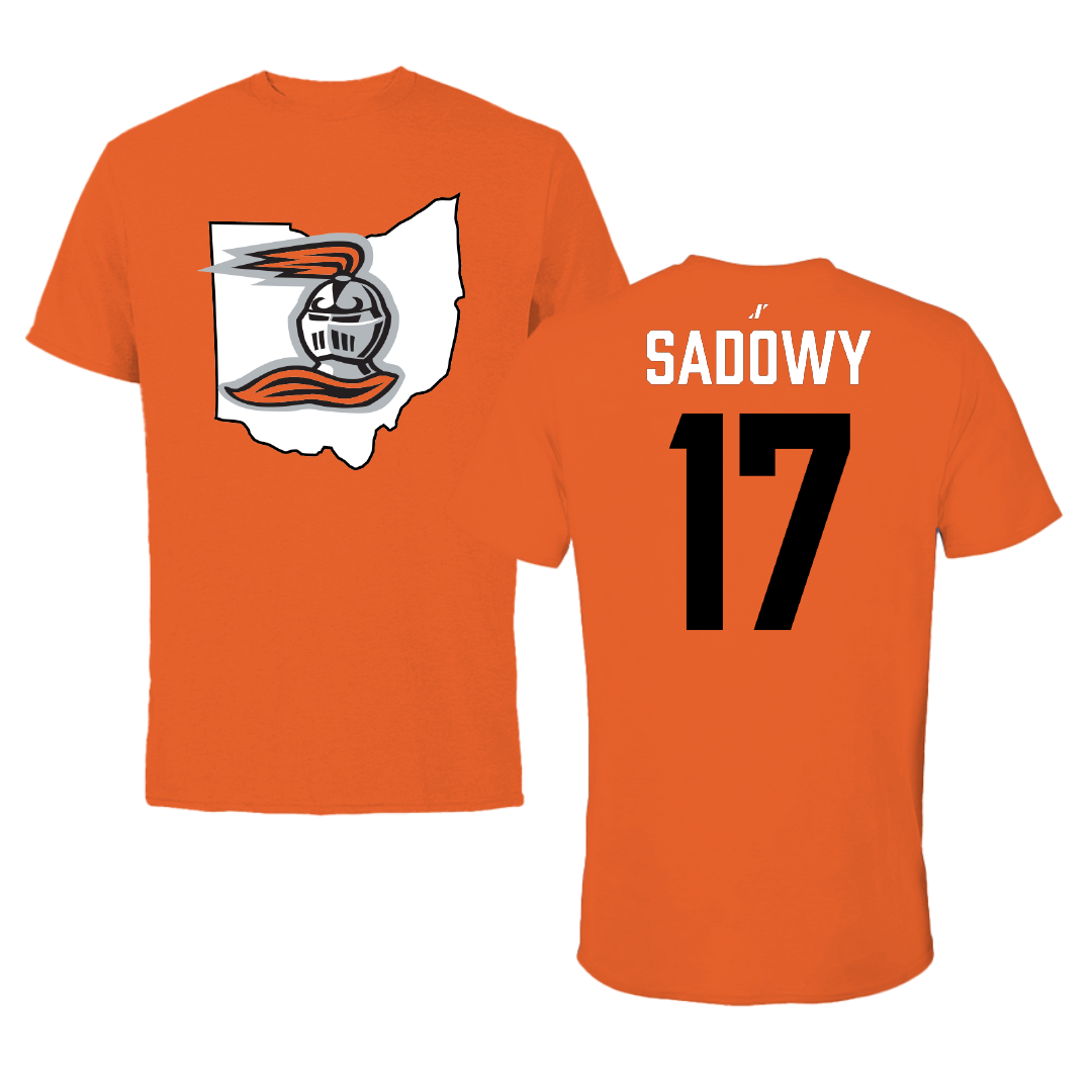 Heidelberg University Lacrosse Orange State Tee - #17 Tyrek Sadowy