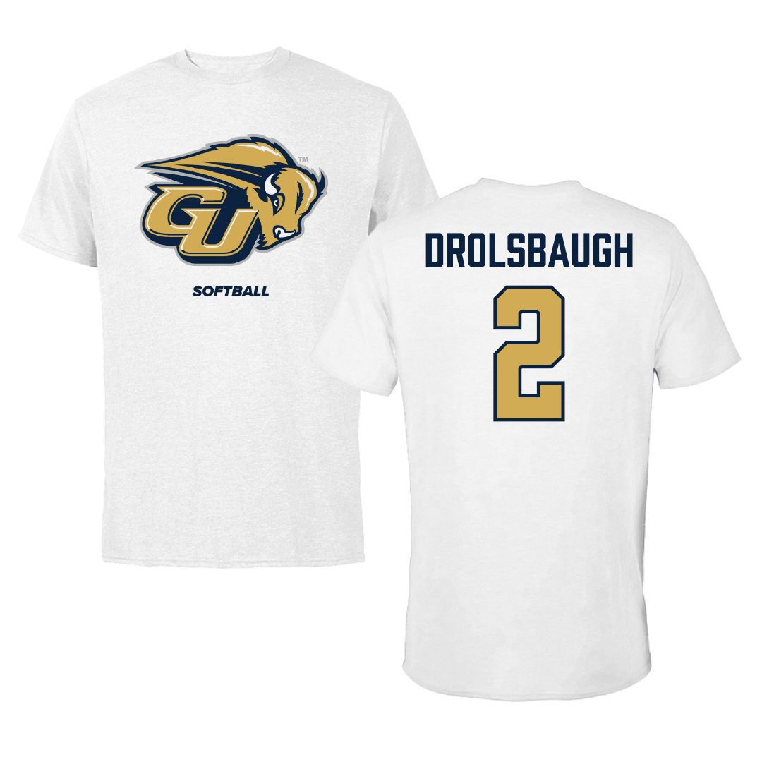 Gallaudet University Softball White Performance Tee - #2 Lacey Drolsbaugh