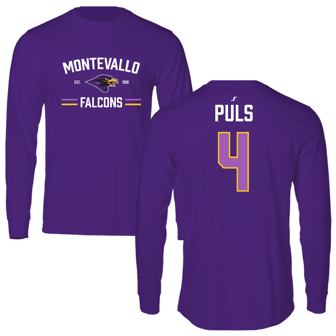 University of Montevallo Baseball Purple General Performance Long Sleeve - #4 Axel Puls