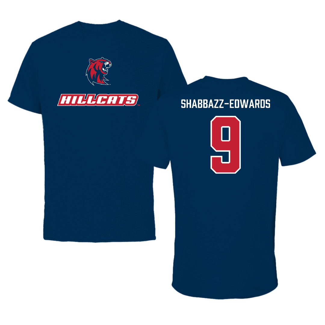 Rogers State University Soccer Navy Performance Tee - #9 Kenzo Shabbazz-Edwards