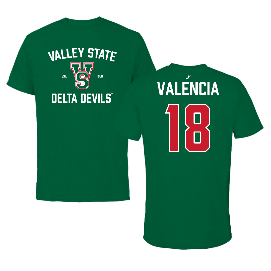 Mississippi Valley State University Baseball Green General Tee - #18 Lucas Valencia