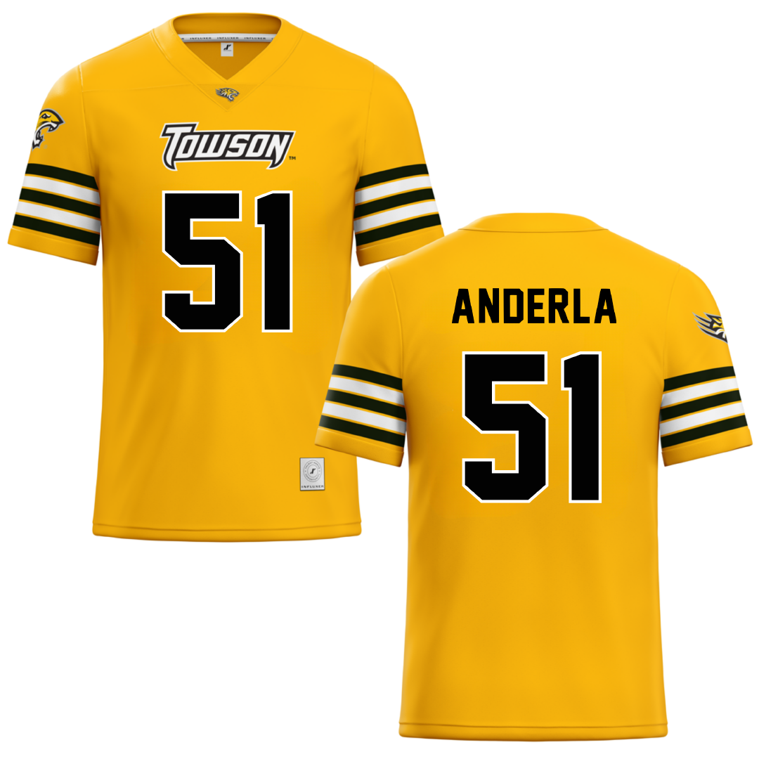 Towson University Gold Football Jersey - #51 Daniel Anderla