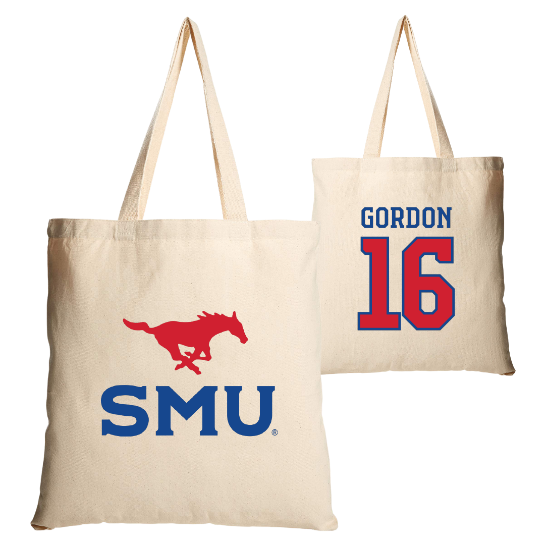 Southern Methodist University Soccer Tan Canvas Tote Bag - #16 Kelly Gordon