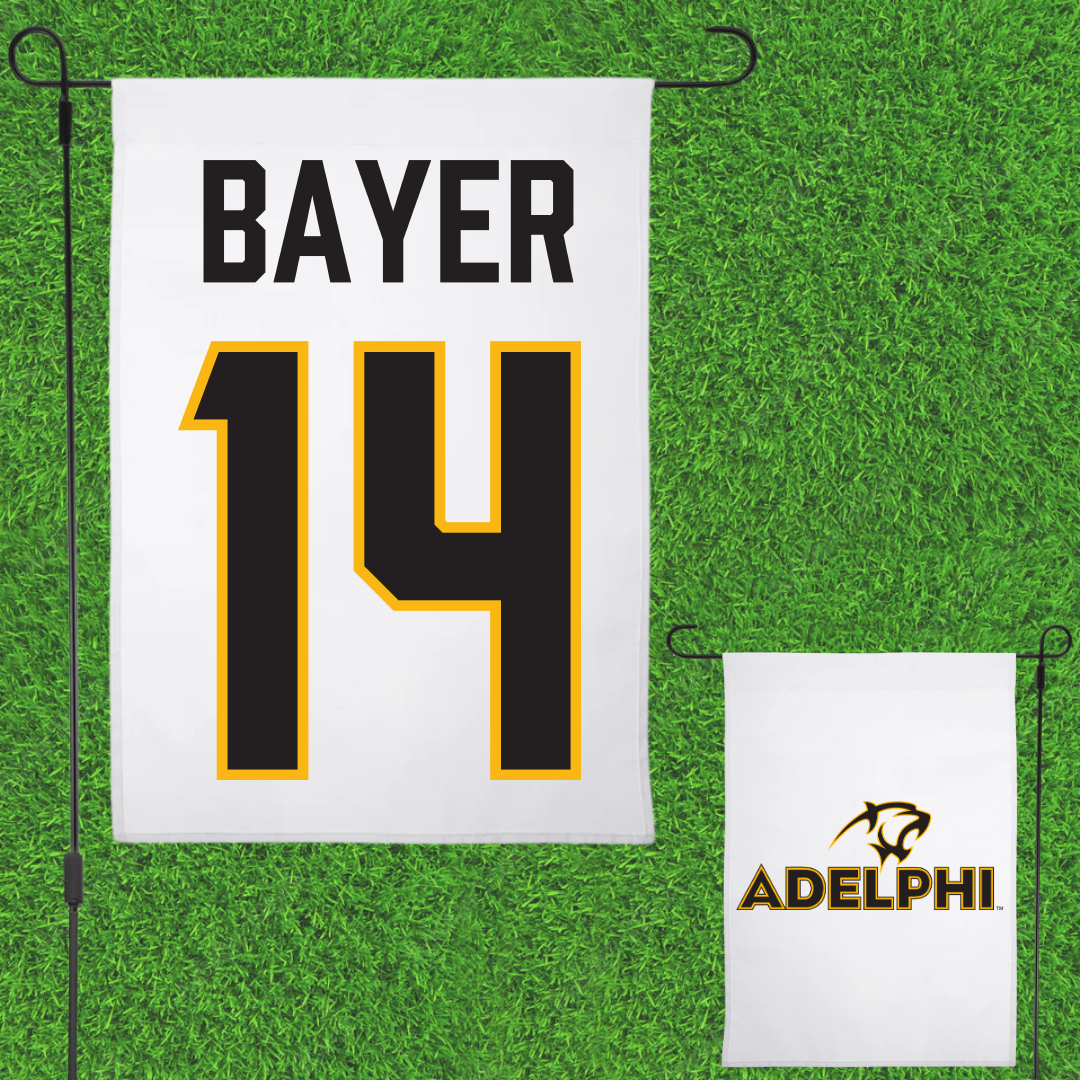Adelphi University Lacrosse White Garden Flag - #14 Stephen Bayer