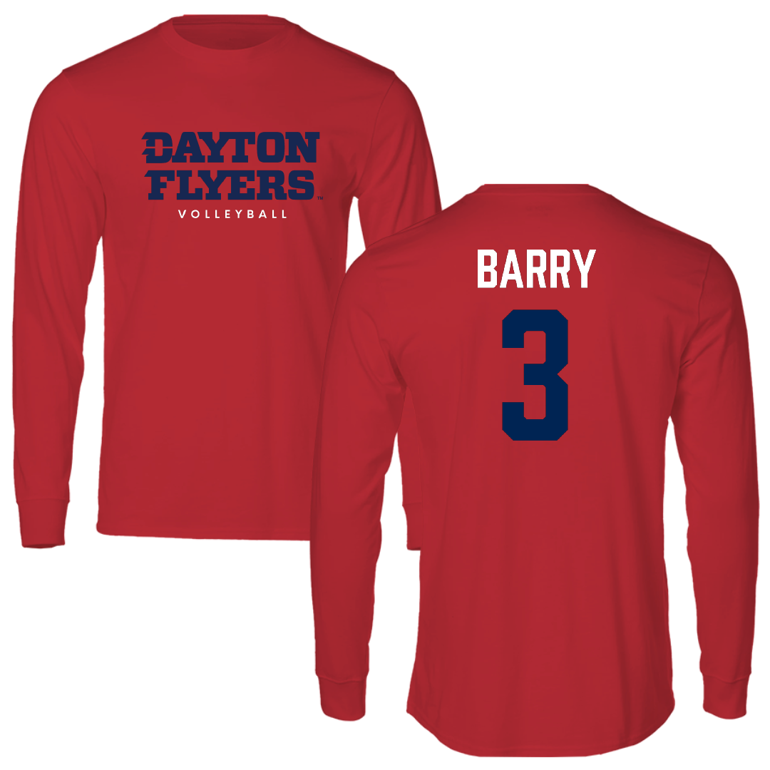 University of Dayton Volleyball Red Performance Long Sleeve - #3 Lily Barry
