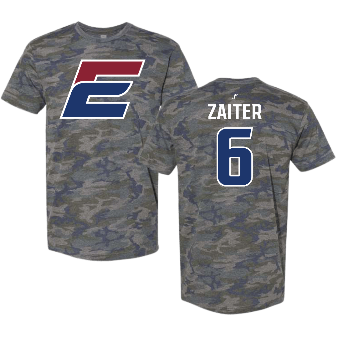 Eastern Connecticut State University Baseball Vintage Camo Tee - #6 Emmanuel Zaiter