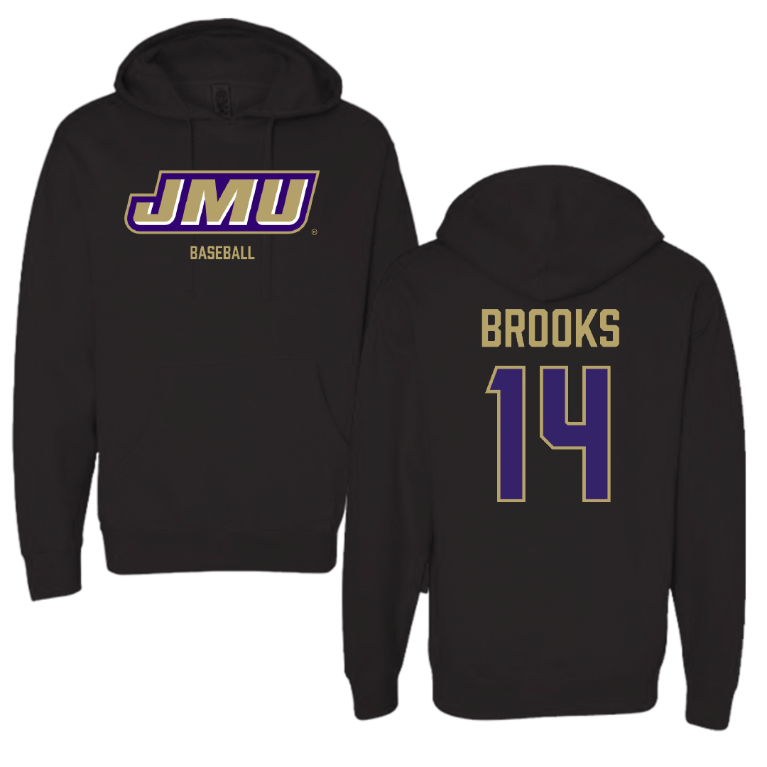 James Madison University Baseball Black Hoodie - #14 TJ Brooks