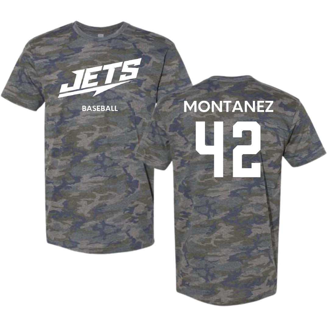 Newman University Baseball Vintage Camo Tee - #42 Fran Montanez