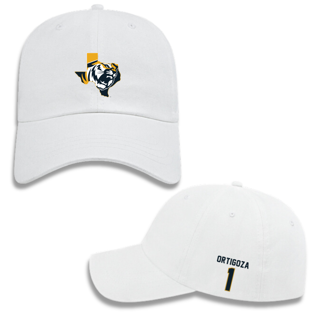 East Texas Baptist University Baseball White Hat - #1 Juan Ortigoza