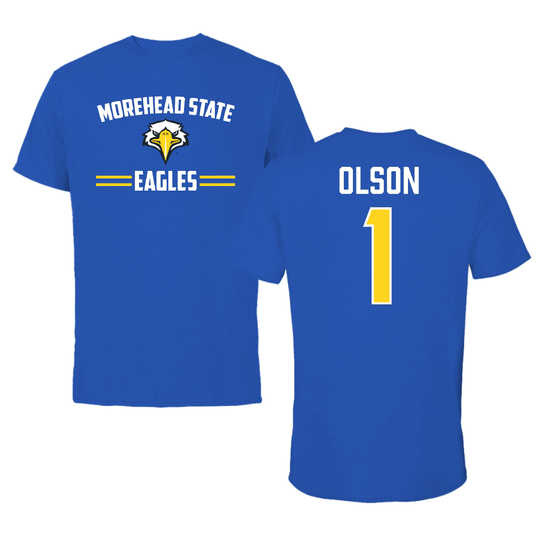 Morehead State University Baseball Blue General Performance Tee - #1 Griffin Olson