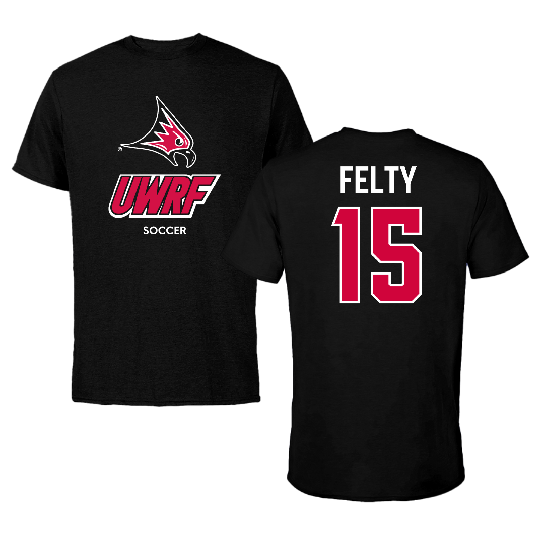 University of Wisconsin-River Falls Soccer (W) Black Performance Tee - #15 Elizabeth Felty
