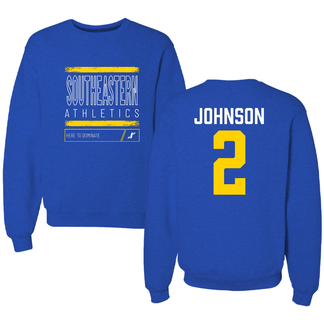 Southeastern Oklahoma State University Softball Blue Dominate Crewneck - #2 Lorryn Johnson