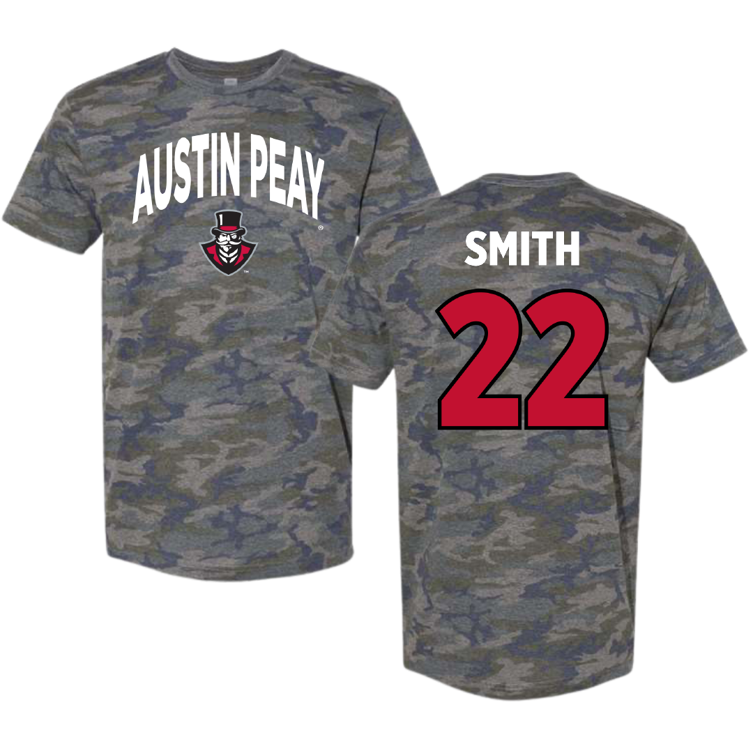 Austin Peay State University Football Vintage Camo Tee - #22 Carson Smith