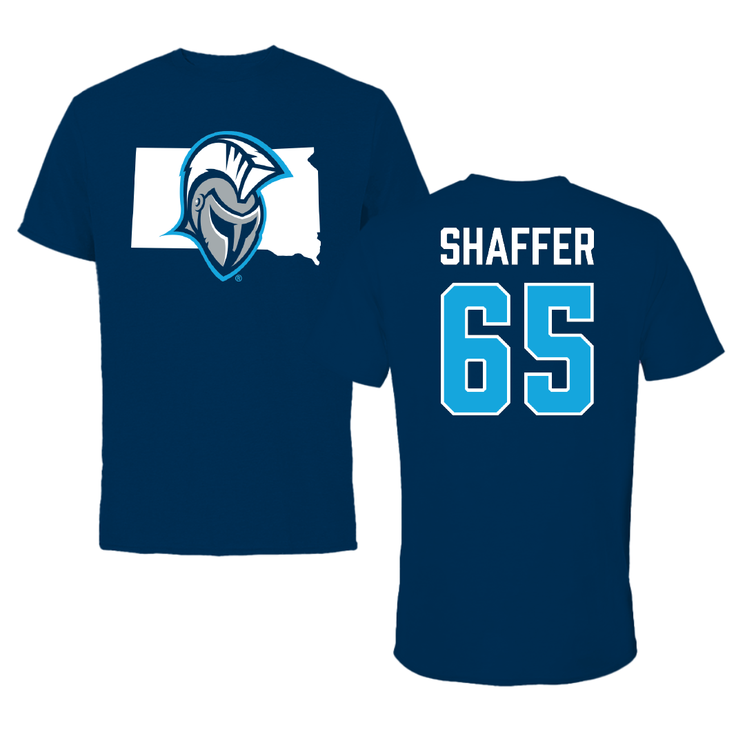 Dakota State University Football Navy State Tee - #65 Joshua Shaffer