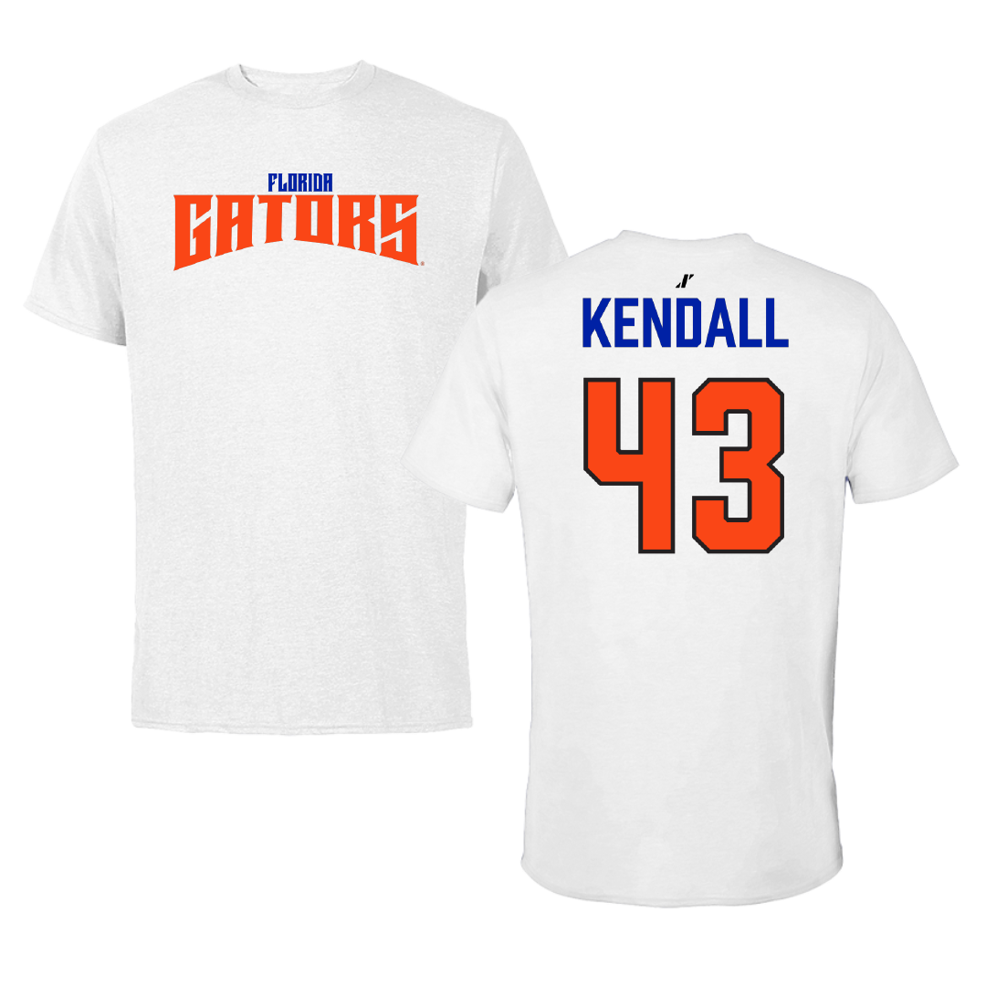 University of Florida Baseball White Classic Tee - #43 Jacob Kendall