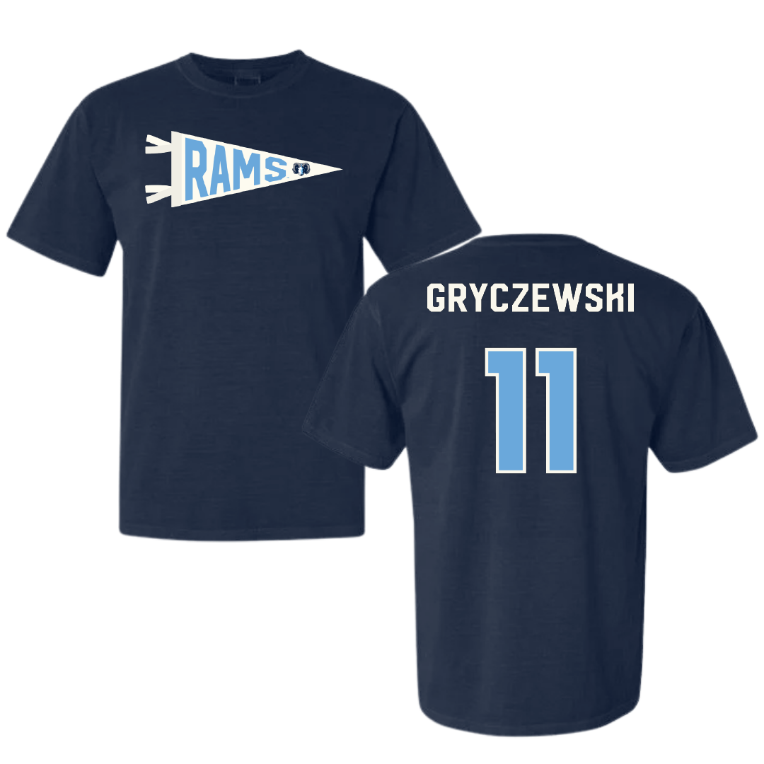 University of Rhode Island Soccer Navy Pennant Comfort Colors Tee - #11 Patrick Gryczewski