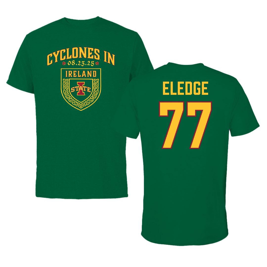 Iowa State University Football Green Cyclones in Ireland Tee - #77 Easton Eledge
