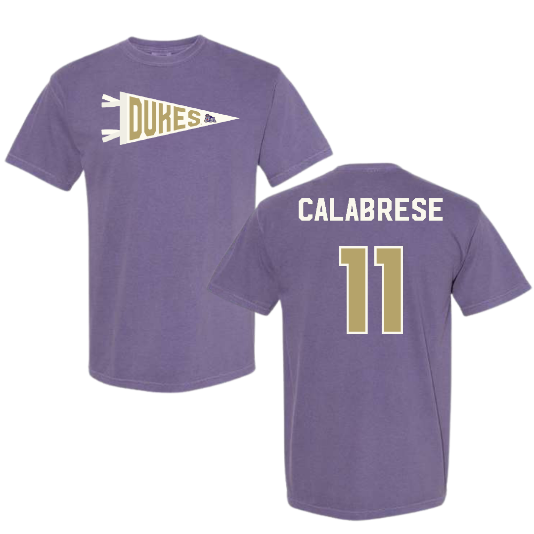 James Madison University Baseball Purple Pennant Comfort Colors Tee - #11 Coleman Calabrese