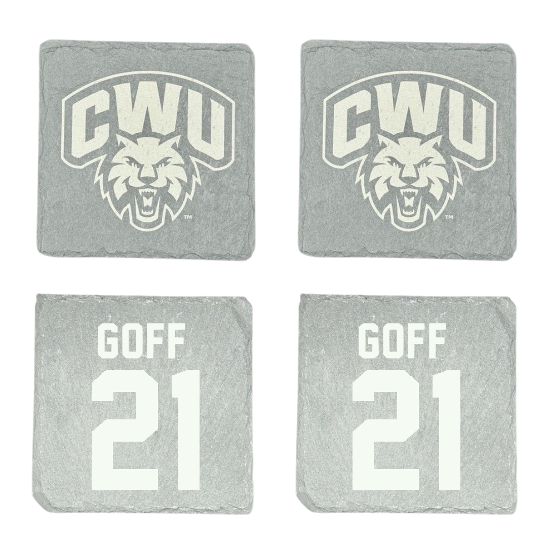 Central Washington University Football Stone Coaster (4 Pack)  - #21 Connor Goff