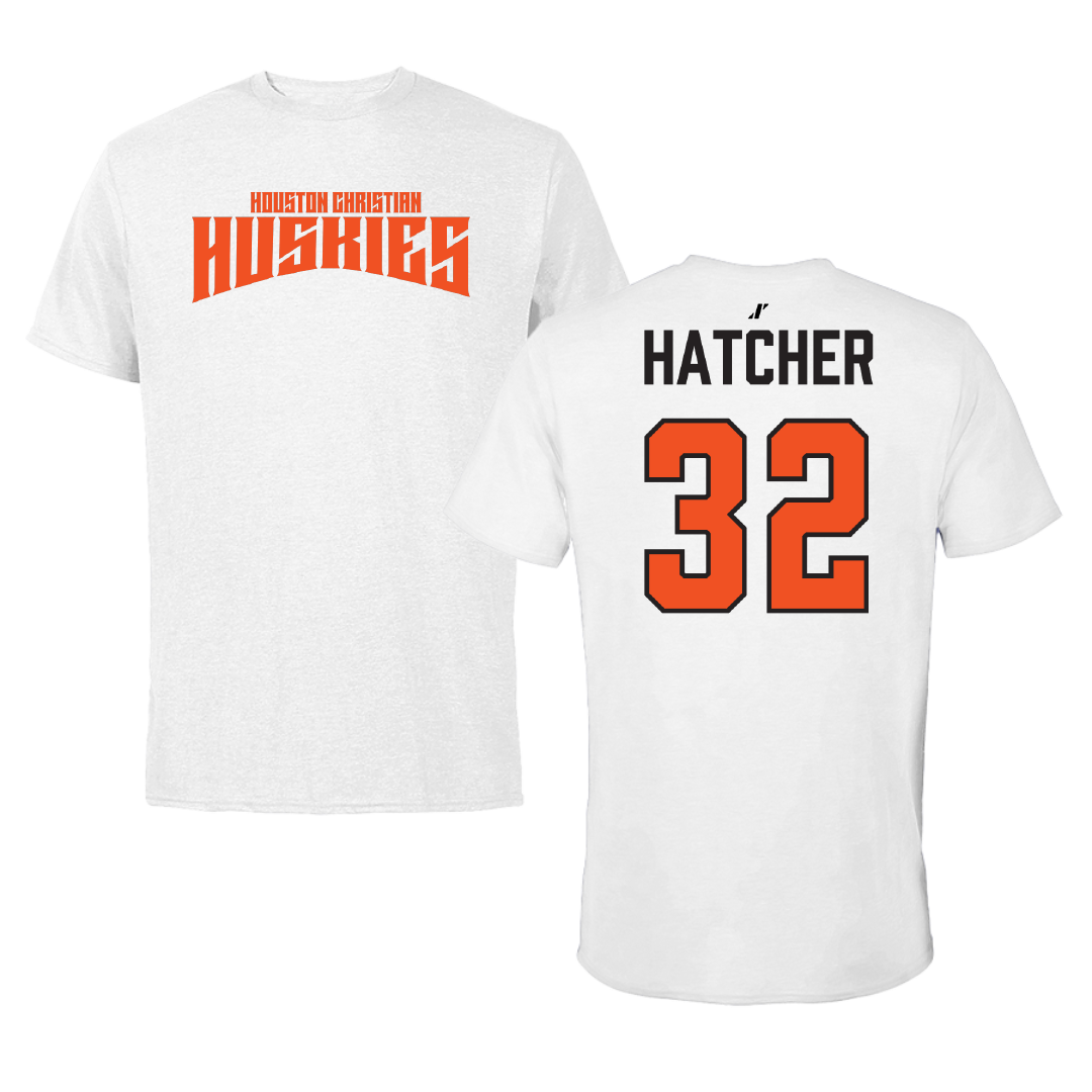 Houston Christian University Baseball White Classic Tee - #32 Coby Hatcher