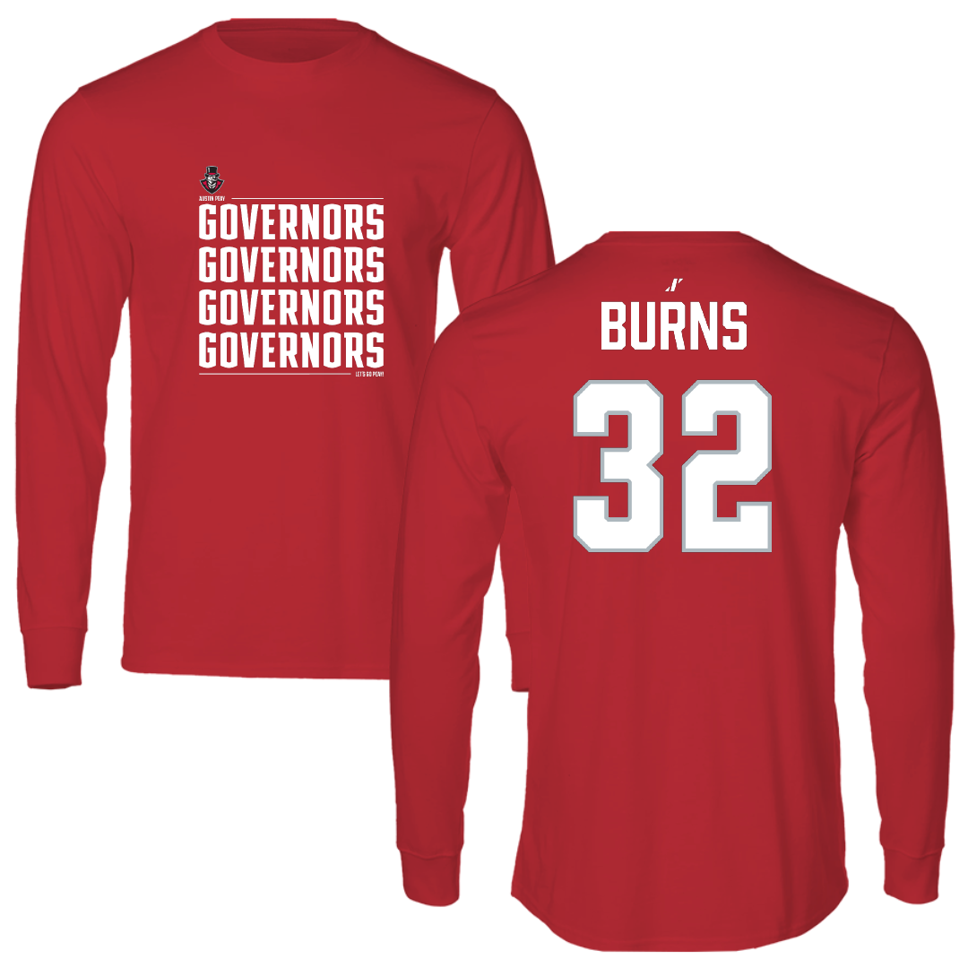 Austin Peay State University Softball Red General Performance Long Sleeve - #32 Natalie Burns
