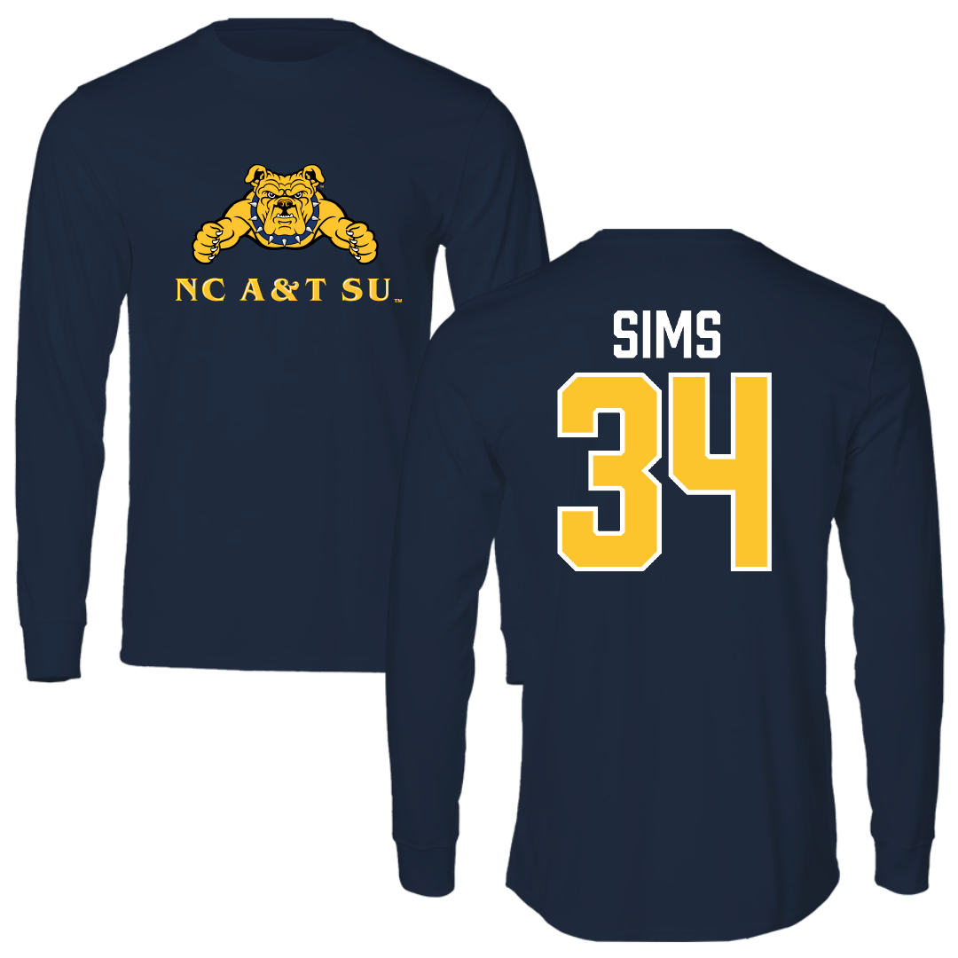 North Carolina A&T State University Softball Navy Performance Long Sleeve - #34 Destiny Sims