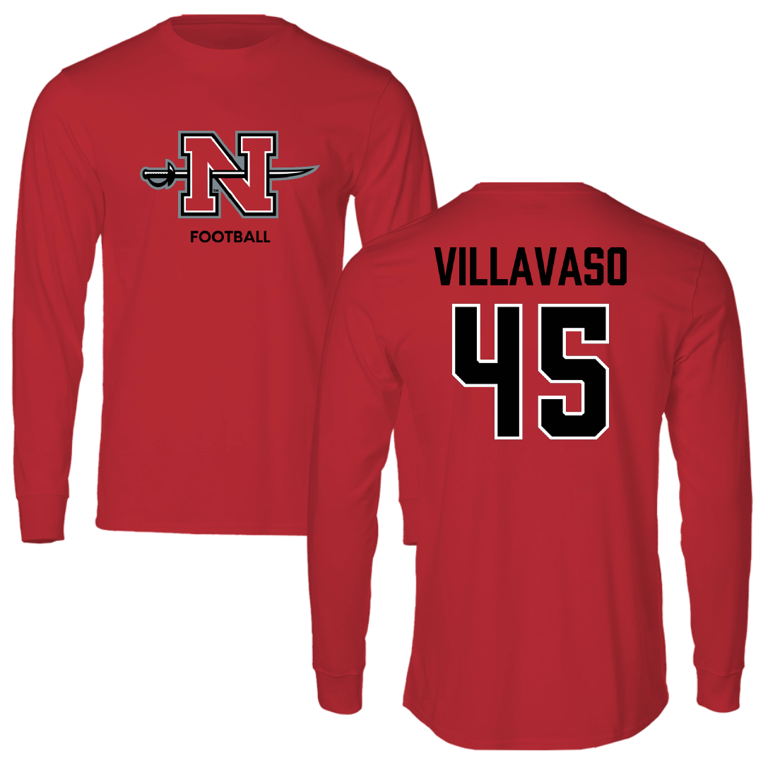 Nicholls State University Football Red Mascot Performance Long Sleeve - #45 Alex Villavaso