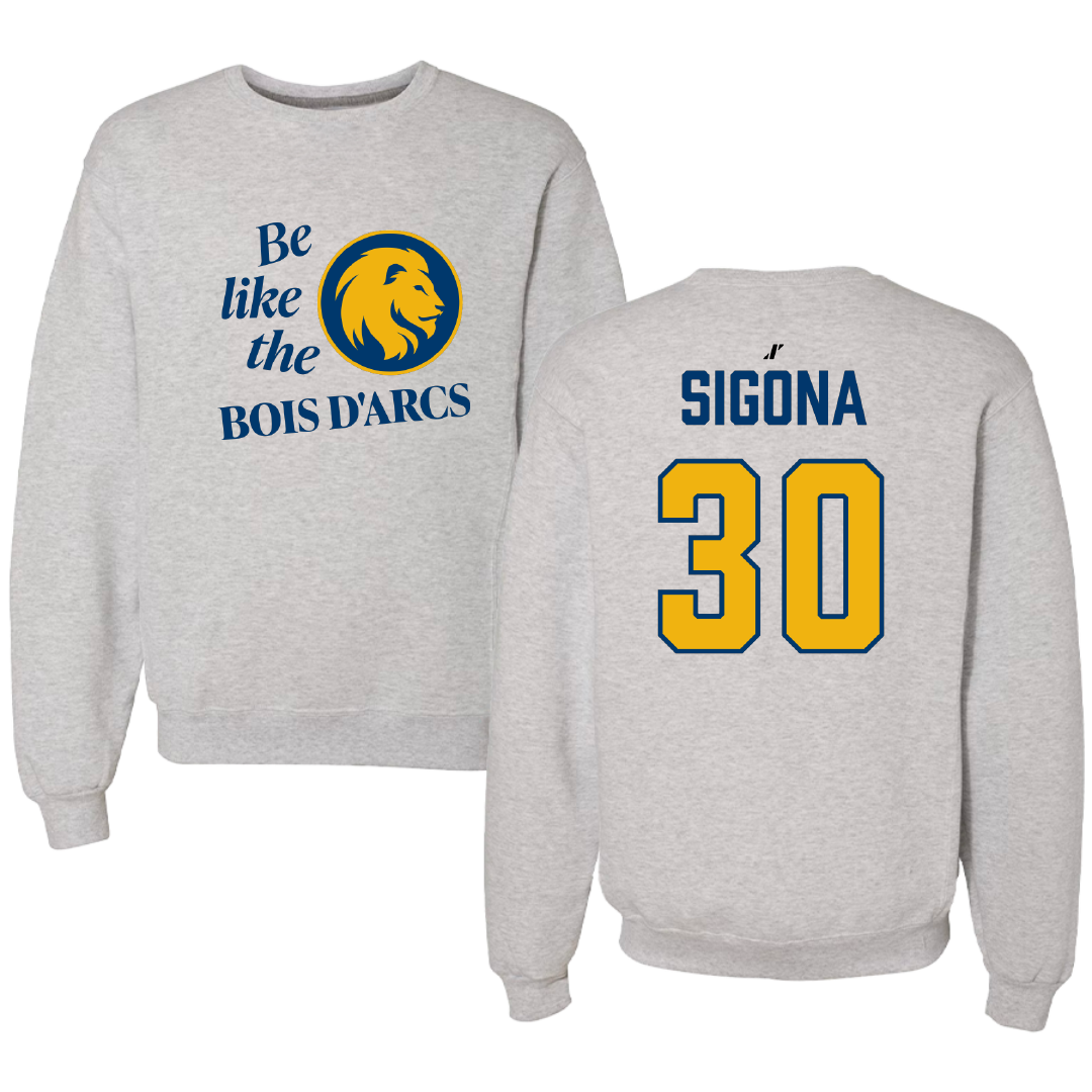 East Texas A&M University Basketball Light Gray Be Like Us Crewneck - #30 Vinny Sigona