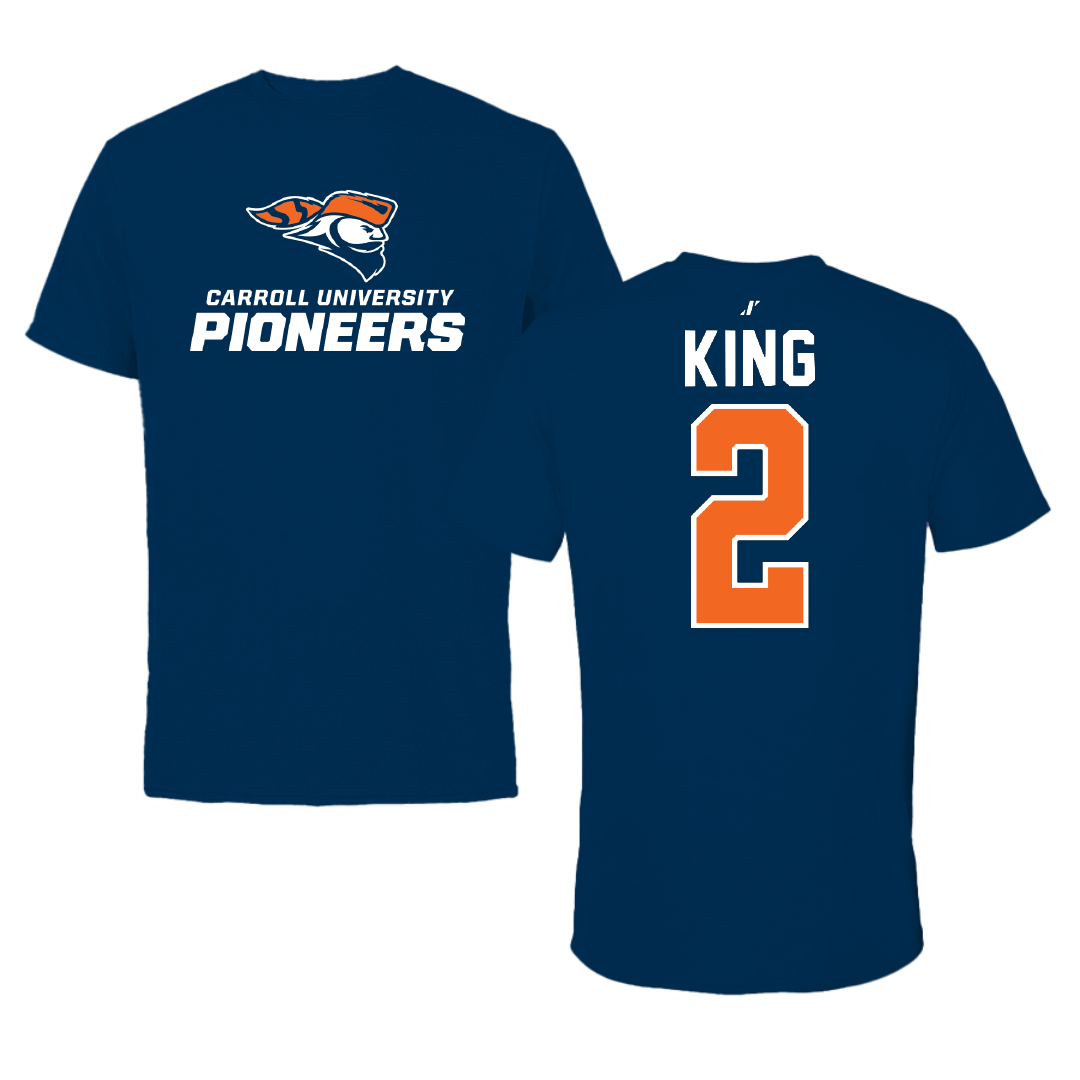 Carroll University Football Navy Performance Tee - #2 Charlie King