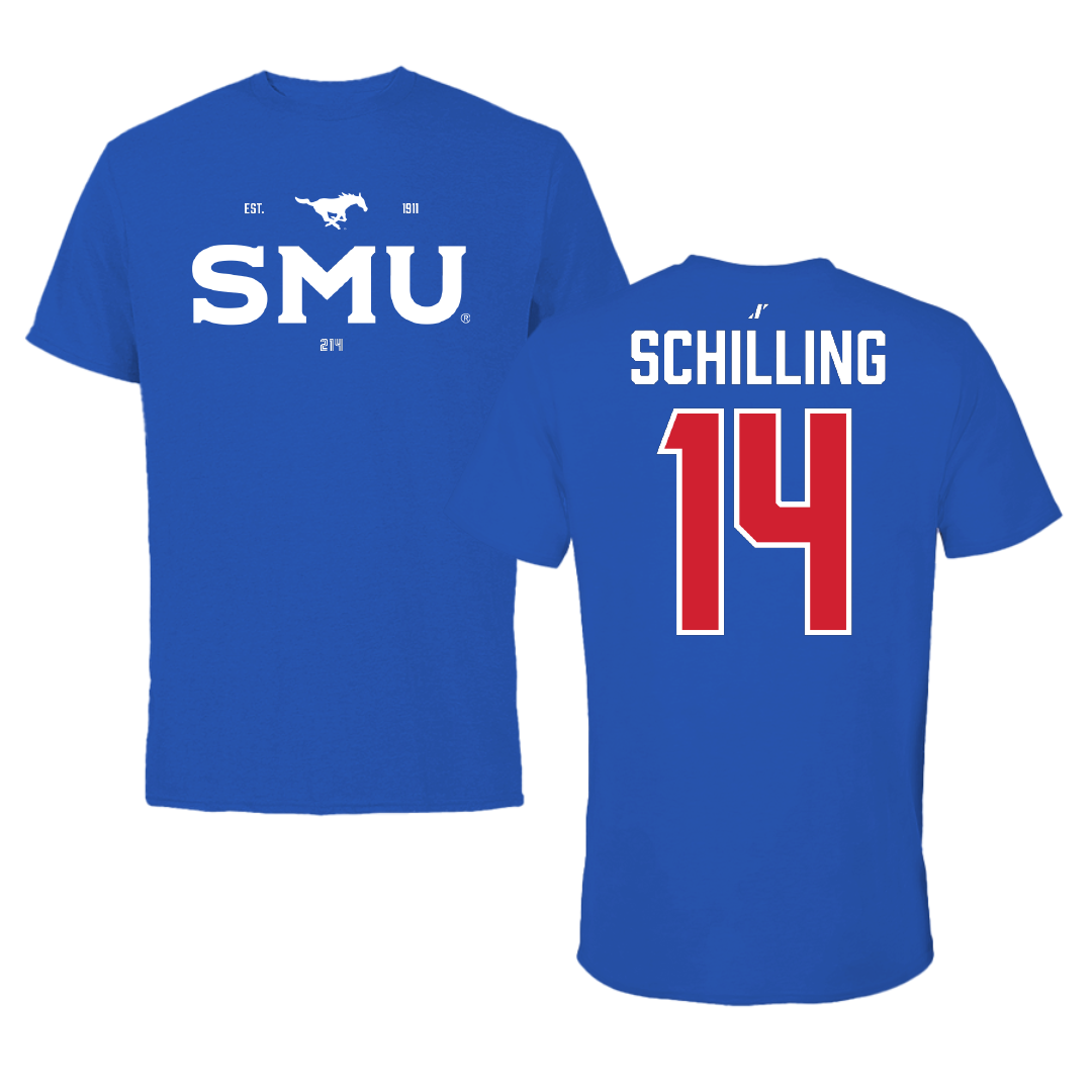 Southern Methodist University Volleyball Blue General Performance Tee - #14 Jordyn Schilling